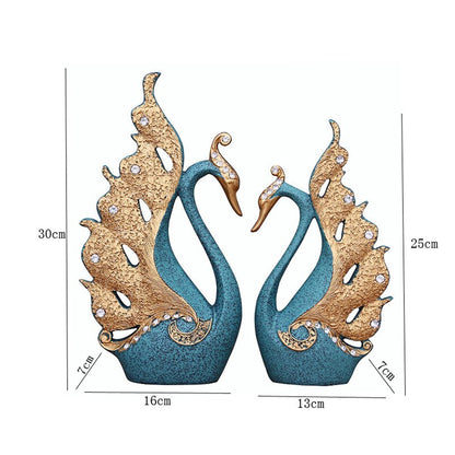 Home Decoration Accessories A Couple of Swan Statue Home Decor Sculpture Modern Art Ornaments Wedding Gifts for Friends Lovers