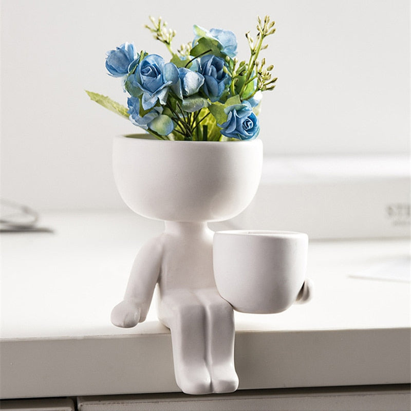 Character Portrait Flower Pot Succulents Plant Pot Mini Cute Abstract Flower Pot Home Desktop Vase Micro Landscape Decor