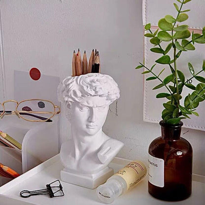 Resin Vase Home Decoration Flower Pot Makeup Brush Holder Sculpture Cosmetic Storage Box Pen Holder Statue Art Decoration
