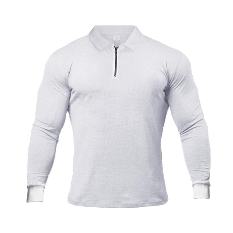 Brand Polo-Shirts Long Sleeve Male Cotton Solid Fitness Mens Slim Fit Fashion Autumn Breathable Polo Shirt