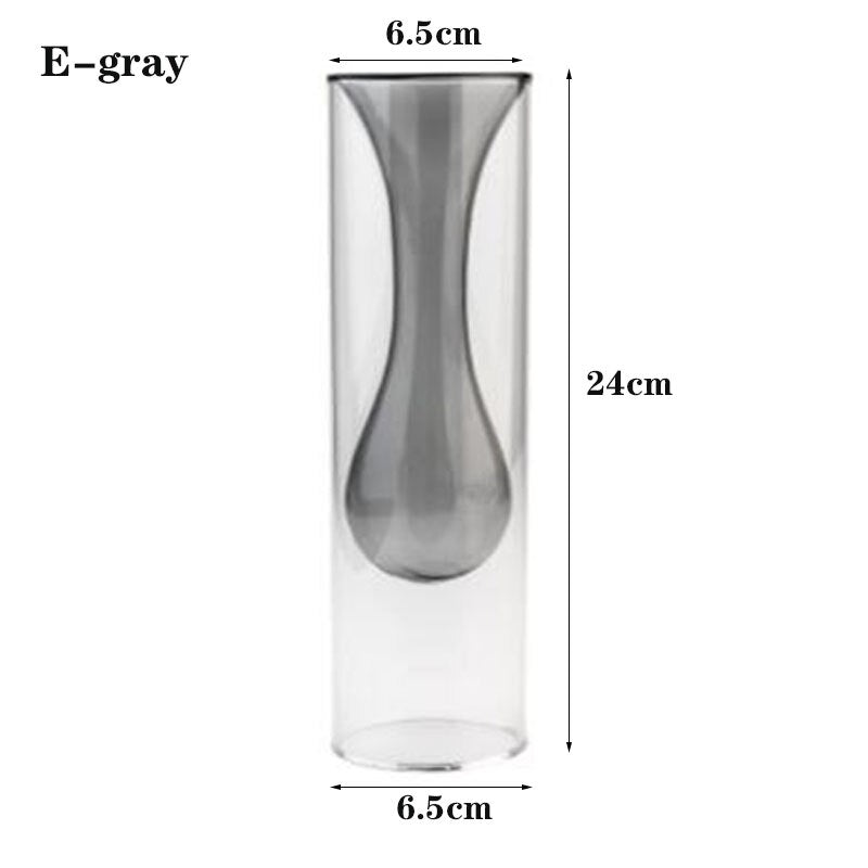 Glass Vase Home Decor Modern Flower Vase Room Decoration European Style Double Layer Glass Wedding Decoration Hydroponic Plants