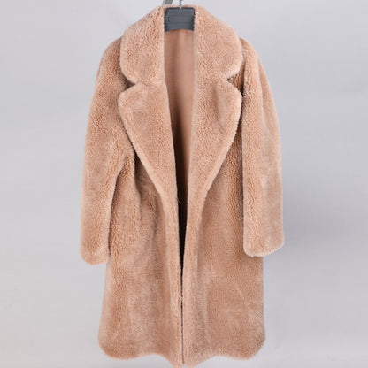 2020 fashion women's clothing Winter jackets Natural wool sheepskin Long teddy bear coat Warm real fox fur coat