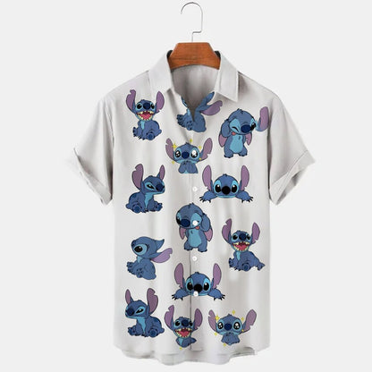 2022 Summer Clothing Designer Disney Mickey Mouse Collection Shirts Men's Short Sleeve Beach Shirts Cartoon Clothes Tops Casual