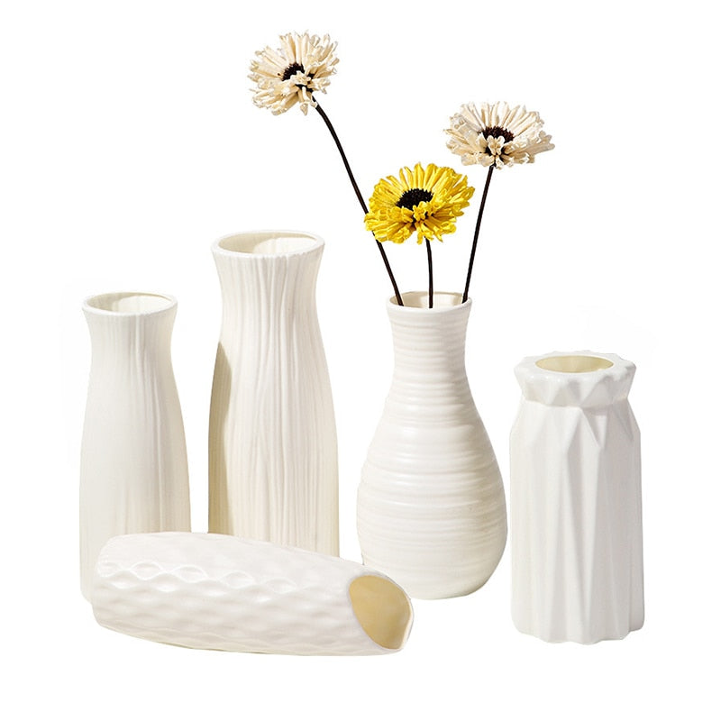 Modern Flower Vase Plastic Flower Bouquet Pot Basket Nordic Home Living Room Decoration Ornament Dinner Table Flower Arrangement
