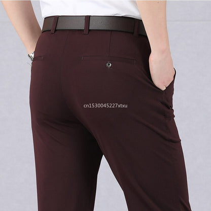 Stretch Suit Pants for Men Classic Business Casual Trousers High Waist Fashion Pant 2023 Spring Summer Collection Mens Clothing