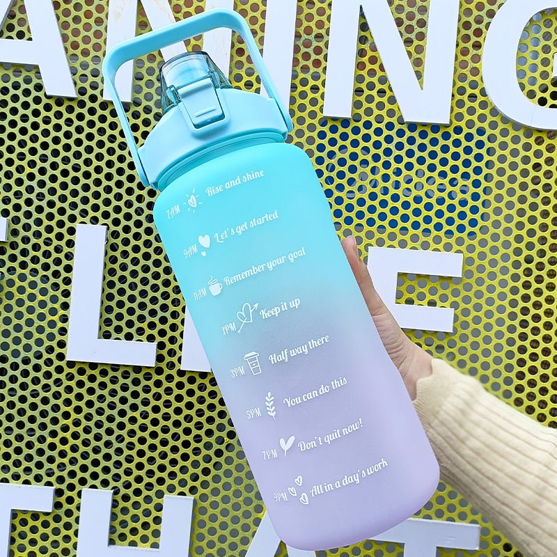 2 Liters Water Bottle Motivational Drinking Bottle Sports Water Bottle With Time Marker Stickers Portable Reusable Plastic Cups