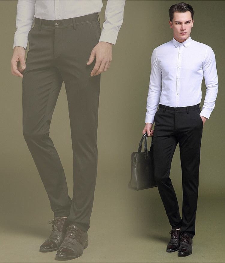 Stretch Suit Pants for Men Classic Business Casual Trousers High Waist Fashion Pant 2023 Spring Summer Collection Mens Clothing